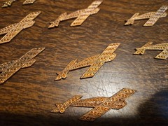 Lot Of 10 Studded Planes France Vintage 60s Brass Stampings Findings Jewelry