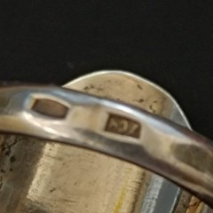 Niello Floral Ring Gilded Silver Oval Vintage Statement Size 8.5 Vintage 875