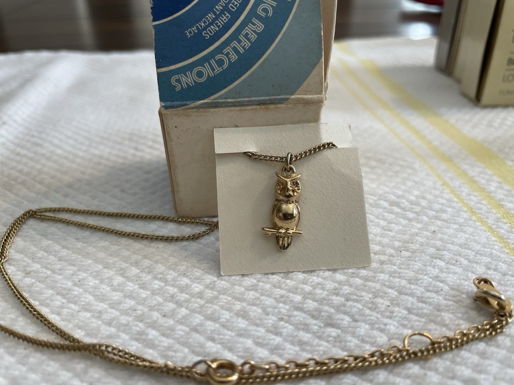 Avon Vintage 1981 Young Reflections Treasured Friends Owl Necklace -18in