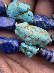 Turquoise Lapis Lazuli’s Mix Beads Strings Male Vintage Beads Vintage Jewellery