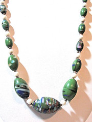 Green and Colors Vintage Art Glass Beaded Necklace