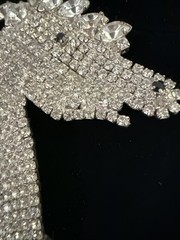 Crystal Horse Brooch Pin Custom Handmaid Rhinestone Vintage 3 x 3.5 inches