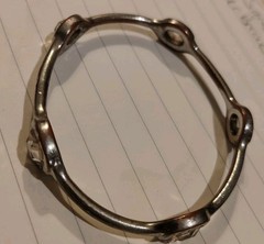 Vintage 8″ Horsebit Bangle W/5 Clear Stones