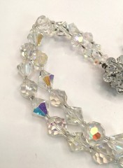 VINTAGE SPARKLE- 2 STRAND AURORA CRYSTAL BICONE & ROUND FACETED BEADED NECKLACE!