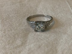 Vintage Estate Platinum Diamond Ring Size 7.5