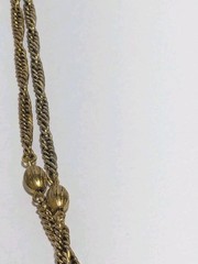 VTG Freirich Gold Tone Chain Necklace With Stationed Oval Metal Beads 54″. FLAW