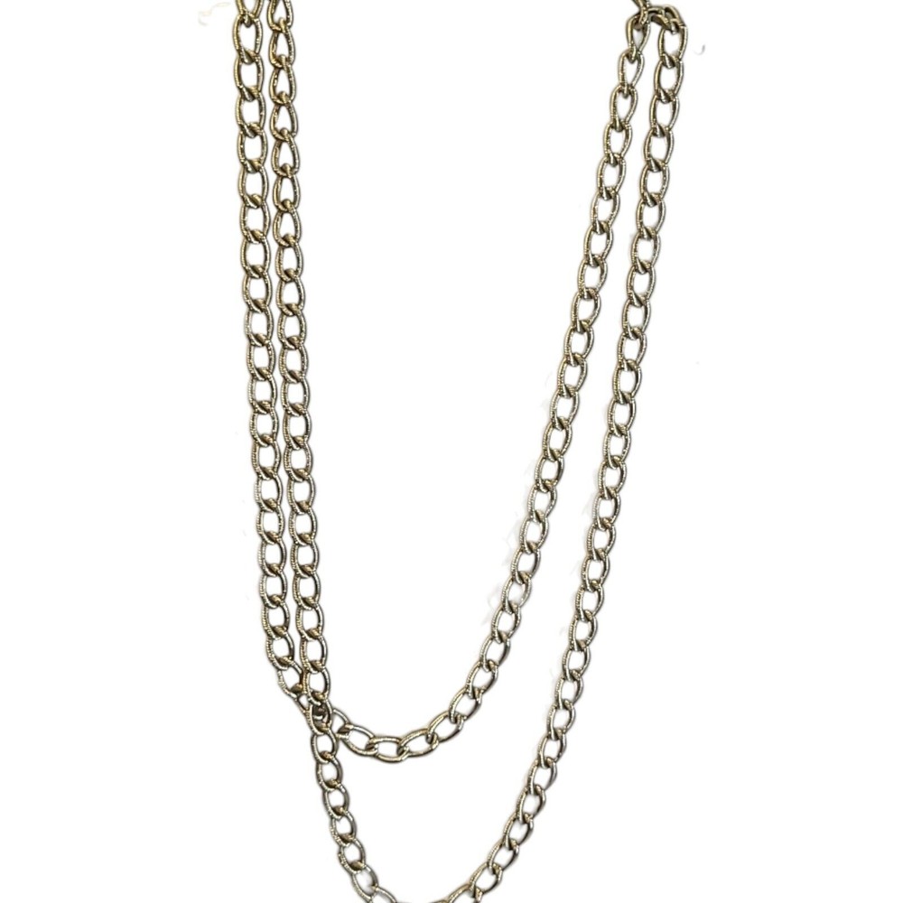 Long Matte Gold Tone Textured Curb Link Chain 48″