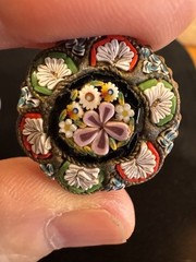 Vintage Micro Mosaic Floral Brooch made in Italy