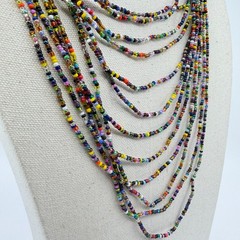 Boho Multi Strand Seed Bead Necklace & Bracelet Set Colorful Layering Festival