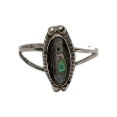 Vintage Alpaca Mexico Abalone Ring Size 6 Sterling Silver