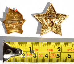 1970y. SOVIET PIONEER RUSSIAN USSR MILITARY BADGE AWARD COMMUNIST GOLD STAR PIN