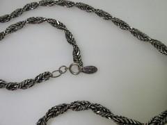 Miriam Haskell Silver Tone Twisted Chain Diamond Cut 36″ Long Double Necklace