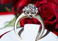 14k yellow gold ring 1.00ct natural diamond cocktail sz 5 vintage handmade 4gr
