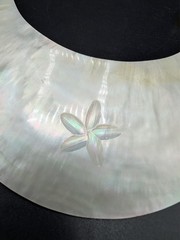 Vintage Carved Mother of Pearl Bib Necklace and Elephant Head Bangle Bracelet