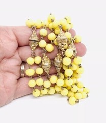 Custard Yellow Interchangeable Glass Beaded Necklace Bracelet Vintage Jewelry
