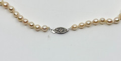 Rosy Pink Baroque 14K White Gold Japanese Saltwater Akoya Pearl Necklace 21.50″