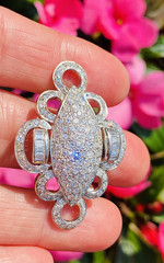 Vintage Estate 18k White Gold 3.00ct G VS Diamond Brooch/Pin/Pendant