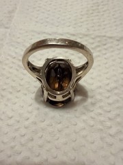 Vtg Stunning! 925SterSilver Sz 10-11g Smoky Quartz Ring!