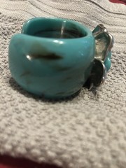 Vintage Blue Marble Bakelite Bangle Bracelet
