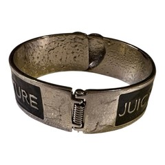 Juicy Couture Vintage Y2K Black and Silver Heart Bracelet