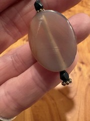 Stone Pierced Earrings Gray Gemstone Quartz Hook Elegant