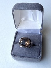 Vintage Sterling Silver Smoky Quartz Crystal Ring Size 7