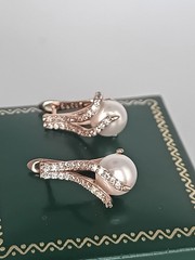 Vintage 1990-s 14 Ct Rolled Gold Pearls / Zircons Earrings – Hallmarked 585 RG