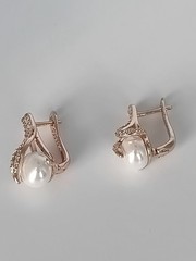 Vintage 1990-s 14 Ct Rolled Gold Pearls / Zircons Earrings – Hallmarked 585 RG