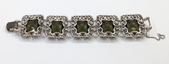 VTG Sarah Coventry “Celebrity” Silver Tone Smoky Quartz Glass Panel Bracelet