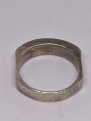 Sterling Silver 925 Mother of Pearl Band Ring Vintage Minimalist Stackable Ring