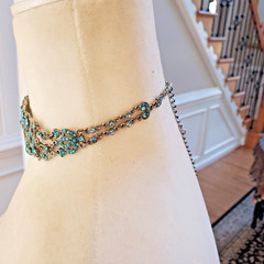 VCLM Aqua Crystal Turquoise Rhinestone Choker – High End Costume Piece Marked