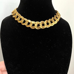 ANNE KLEIN Signed GOLD TONE DOUBLE-LINK CHAIN 15″ STATEMENT CHOKER NECKLACE!