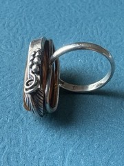 Vintage Latvia Baltic Amber .925 Sterling Silver Ring Size 7.75”