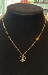 Vintage 1/20 14K Gold Filled Paperclip Chain Necklace with Crystal Drop Dainty
