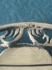 Vintage Navajo .925 Sterling Silver And Malachite Floral Frame Brooch