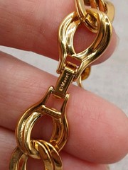 Vintage Signed Monet Gold Tone chunky double-link chain bracelet Estate Jewelry