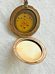 Antique W & H Co. Fleur De Lis Gold Filled Locket Pendant with Necklace Chain