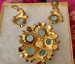 Juliana Delizza and Elster Blue RARE brooch and earrings set Hard To Find Set