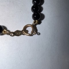 14k Gold Bracelet Black Coral Cloisonne Vintage Unused 6.75” Biggest Bead 10mm
