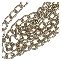 Long Matte Gold Tone Textured Curb Link Chain 48″
