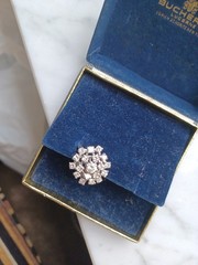 Funky 1950s Midcentury 14K White Gold Diamond Cluster Vintage Dome Cocktail Ring