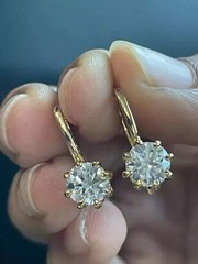 Art Deco Style Lab Created Diamond Engagement 14K Gold FN Drop/Dangle Earrings