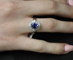 Fine 2.37ct GIA Madagascar Sapphire & 0.54ct Diamond Platinum Ring Size 6.75