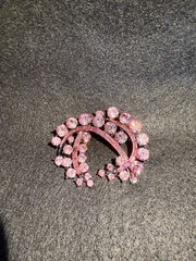 Vintage Ruby Red AB Rhinestone Cluster Brooch Pin 1.5″ Floral Starburst