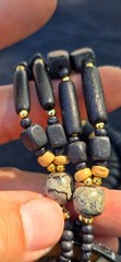 Horn Bone Shell Mother of Pearl Jet Abalone African Tribal Style 24″ L Necklace