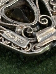 Antique 800 Silver EARRINGS Russian Hand Made Heart Shape Citrines 84P Rope/Bead