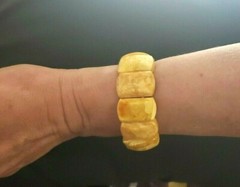 Vintage Baltic Butterscotch Egg Yolk Amber Panel Bracelet 33.8 Gr