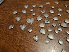 Lot 50 Silver Hearts Mini France Vintage 60s Brass Stampings Findings Jewelry