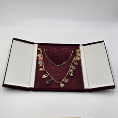 Vintage Joan Rivers Hearts and Flowers 26″ Gold Tone Necklace 19 Charms IOB