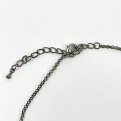 Vintage Silver Tone Filigree Triple Heart Pendant Necklace Clear Rhinestone Y2K